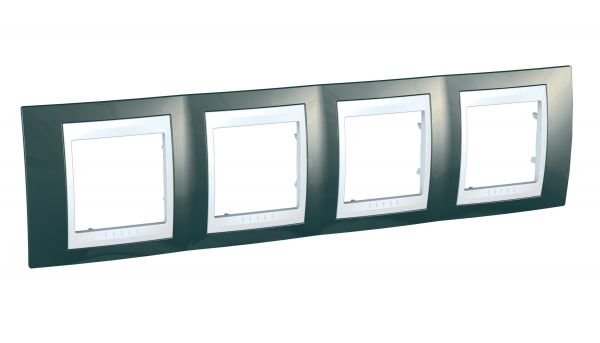 UNICA-Хамелеон Рамка 4 поста шампань/белая