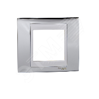 Рамка 1 пост серебро с белой вставкой