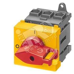 Выключатель главный контрольный 3п IU=250A P/AC-23A AT 400V=132KW красный/желтый
