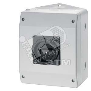 Выключатель главный 6п IU=32 P/AC-23A при400V=11.5KW 1НО+1НЗ 1 N-клемма IP65 поворотный черный