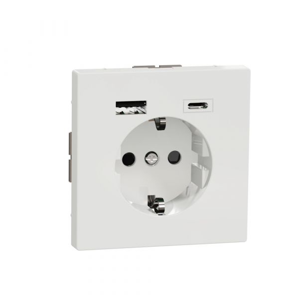 MERTEN D-Life РОЗЕТКА силовая 16 A с зарядкой USB A+C 3 A, БЕЛЫЙ ЛОТОС