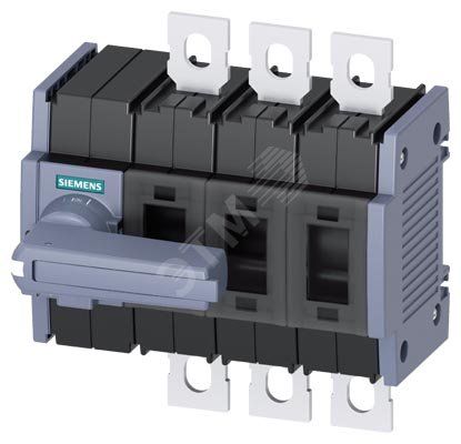 Выключатель-разъединитель 125А, ТР.2, трехполюсный, фронтальное управление слева комплектное устройство с серой ручкой плоские клеммы включены фазовые барьеры