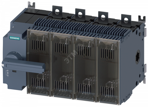 Выключатель-разъединитель предохранительный 250A тр-3 4-пол для LV HRC предохранителей тр-0 и 1 переднее управление слева компл. с прямым приводом серый плоские клеммы