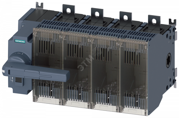 Выключатель-разъединитель предохранительный 400A тр-4 4-пол для LV HRC предохранителей тр-1 и 2 переднее управление слева компл. с прямым приводом серый плоские клеммы