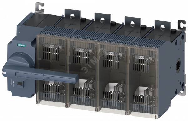 Выключатель-разъединитель предохранительный 800A тр-5 4-пол для LV HRC предохранителей тр-2 и 3 переднее управление слева компл. с прямым приводом серый плоские клеммы