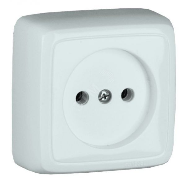 Розетка наружная с изоляционной пластиной белая