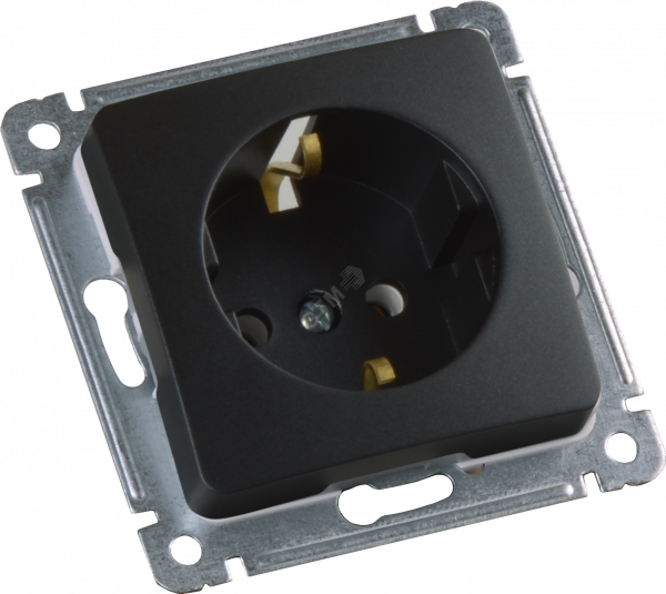 MASTER Розетка одноместная с заземляющим контактом, скрытой установки, в рамку, черный