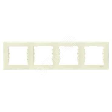 Sedna Рамка 4 поста горизонтальная бежевая
