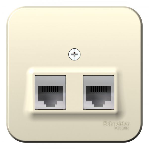 BLANCA О/У РОЗЕТКА двойная: комп.RJ45, кат.5E + телеф. RJ11, ИЗОЛ.ПЛ.,МОЛОЧНЫЙ