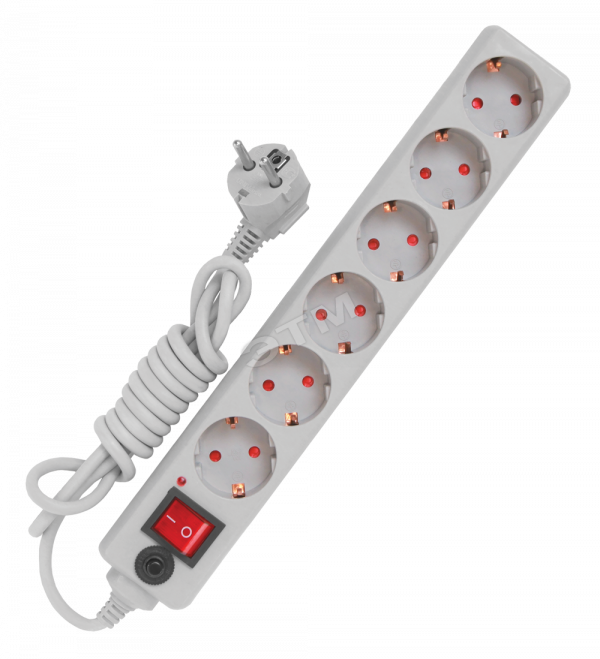 Фильтр сетевой 6х5м с выключателем ПВС 3х0.7